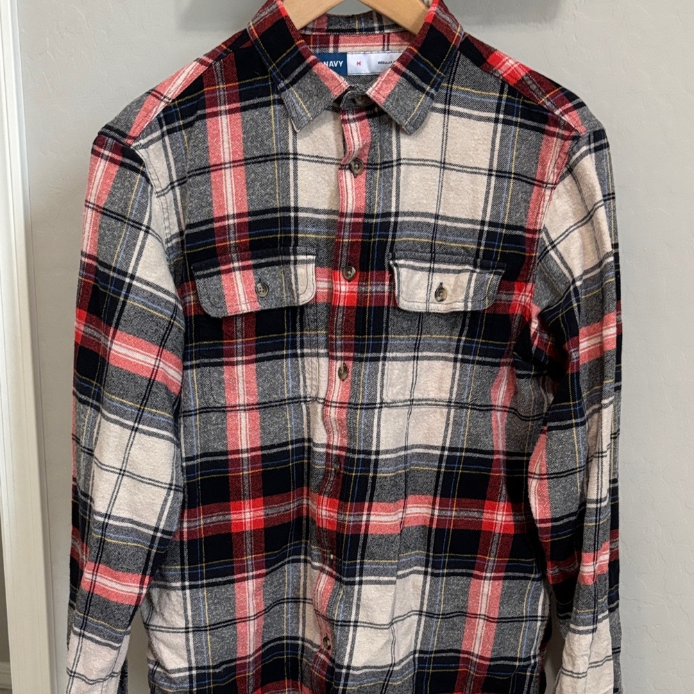 Old Navy Casual Plaid Shirt - Red, Blue, and Cream